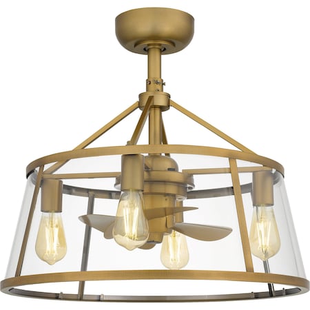 Quoizel Barlow Fan Light 4 Lights Weathered Brass BAW3122WS